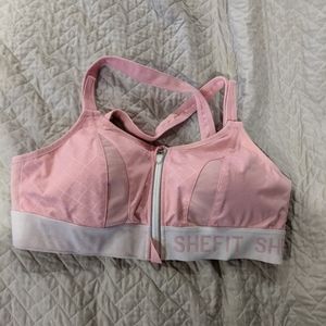 SheFit Sports Bra XL pink and white
